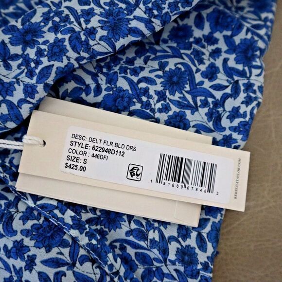 Rebecca Taylor Women's Sz S Delft Fleur Indigo Combo Belted Silk Mini Dress - Picture 4 of 12